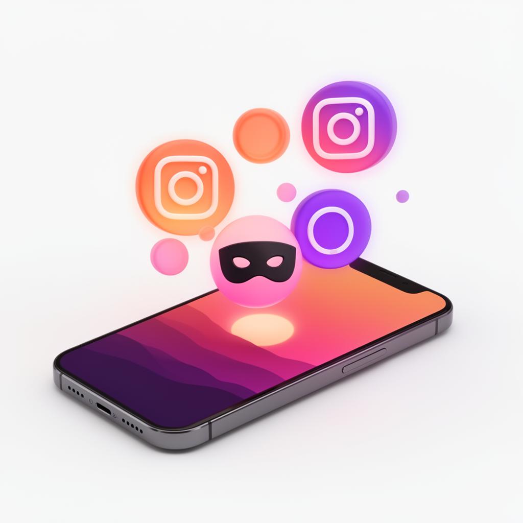 Smartphone che mostra storie Instagram con maschera di privacy